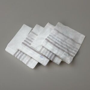 Bodrum 100% Linen Napkins White Beige Stripe Set Of 4 Holiday Fancy Dining 21"